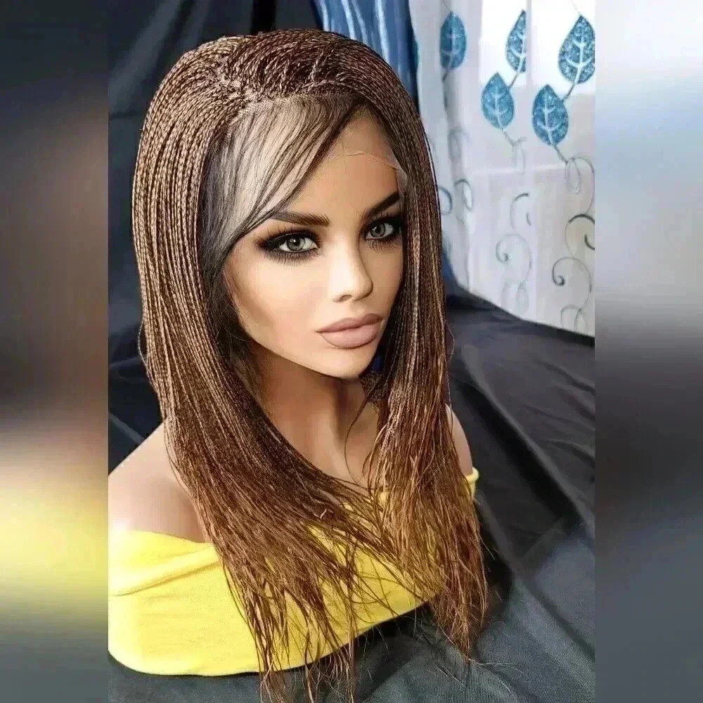 Handmade Auburn Ombre Braided Lace Wig Micro millions braids, medium. YASSINE - Picture 10 of 15